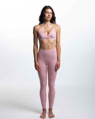 legginsy sportowe damskie różowe na sylwetce wysoki stan Contour modelujące