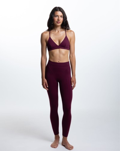 legginsy sportowe damskie bordowe modelujące wysoki stan Contour przód