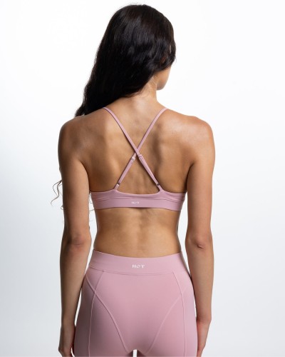 biustonosz sportowy damski różowy Contour Bra tył cienkie ramiączka